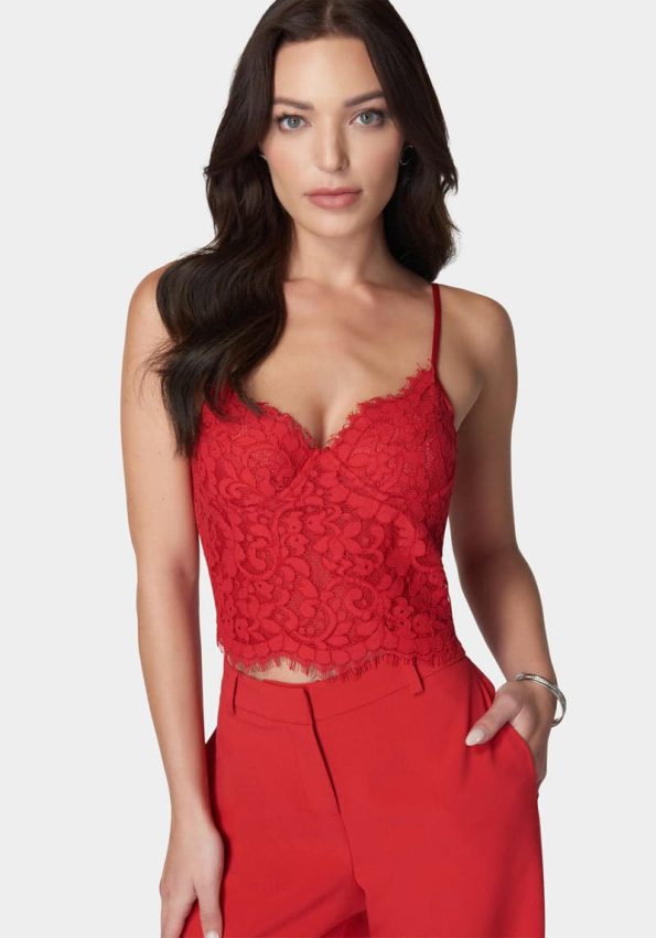 SCALLOP TRIM DETAIL LACE BUSTIER TOP