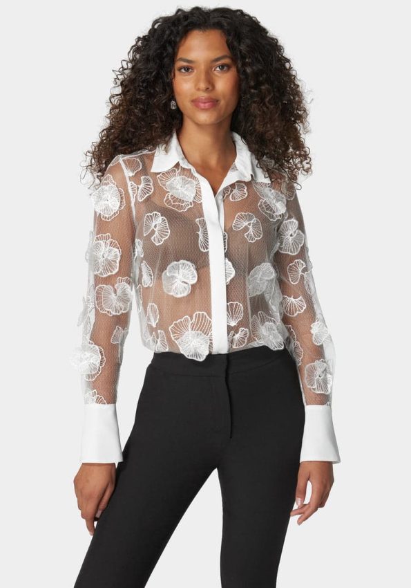 APPLIQUE DETAIL BUTTON DOWN BODYSUIT