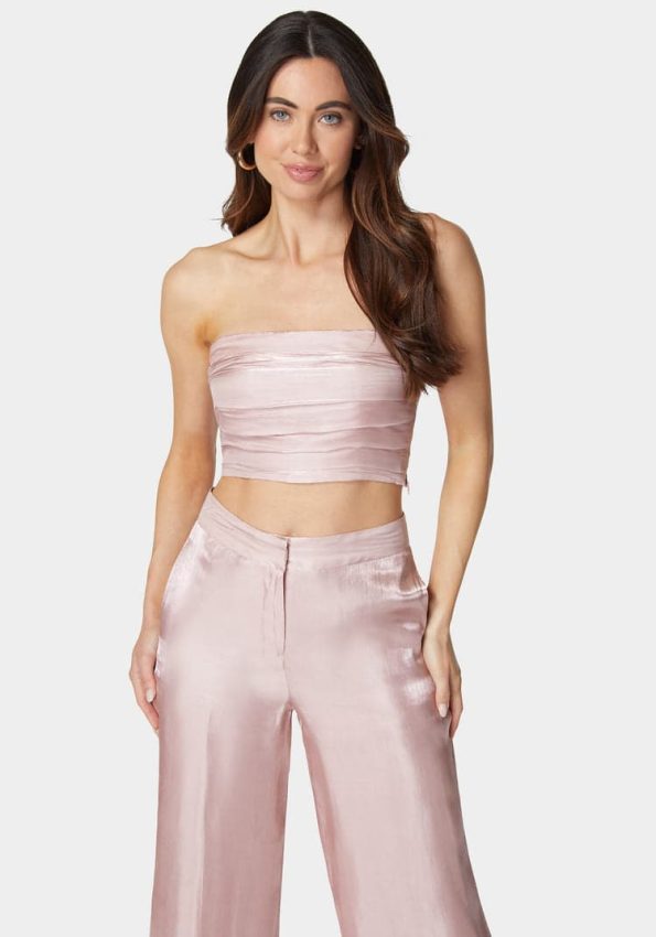 IRIDESCENT SATIN BANDEAU TOP