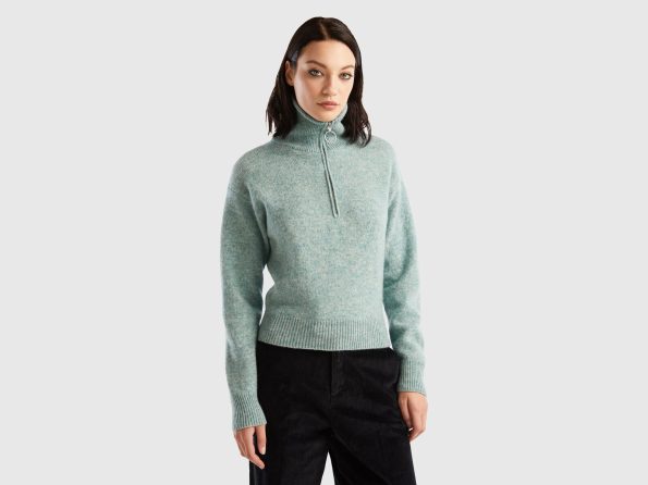 HIGH NECK SWEATER IN PURE SHETLAND WOOL