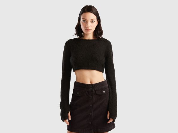 CROPPED SWEATER IN MOHAIR BLEND