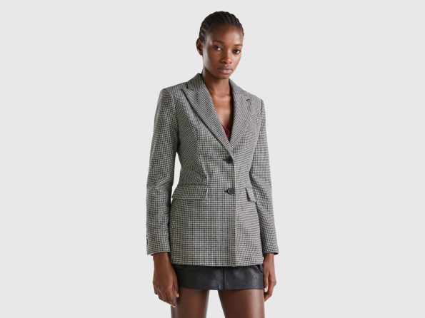 HOUNDSTOOTH JACKET IN WOOL BLEND