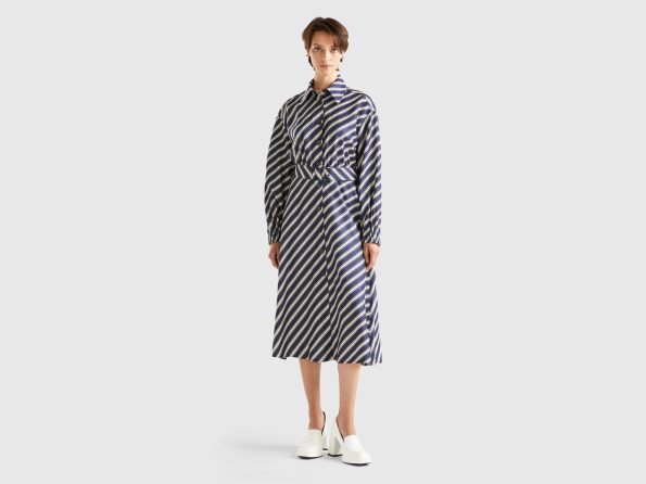 REGIMENTAL STRIPED MIDI DRESS