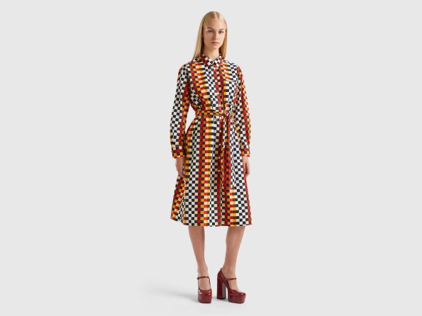 PATTERNED MIDI SHIRT DRESS