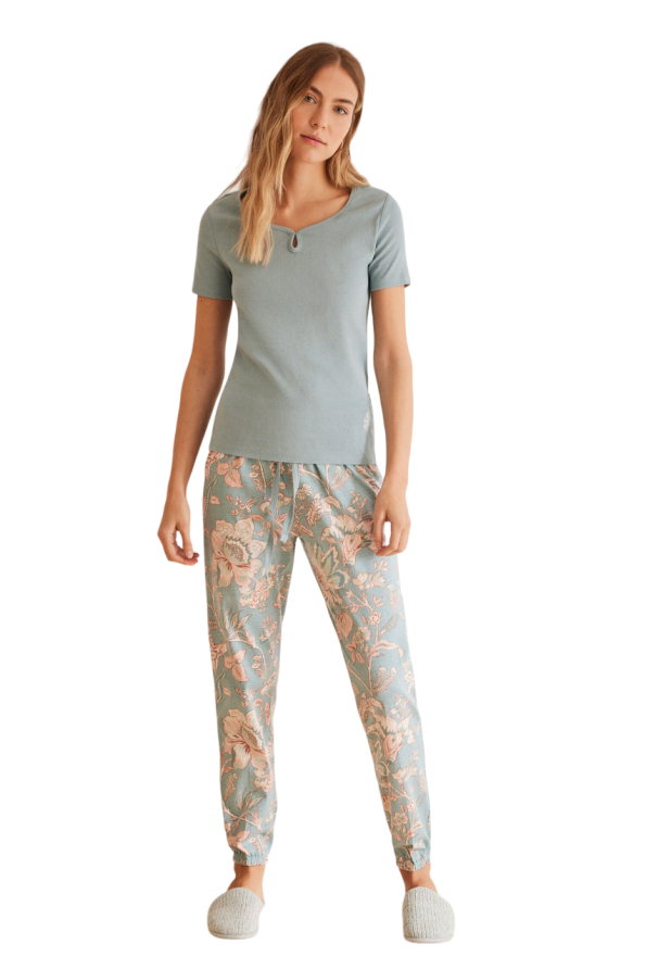 cotton pajamas with flower pants