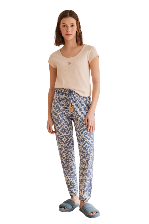 cotton printed long trousers