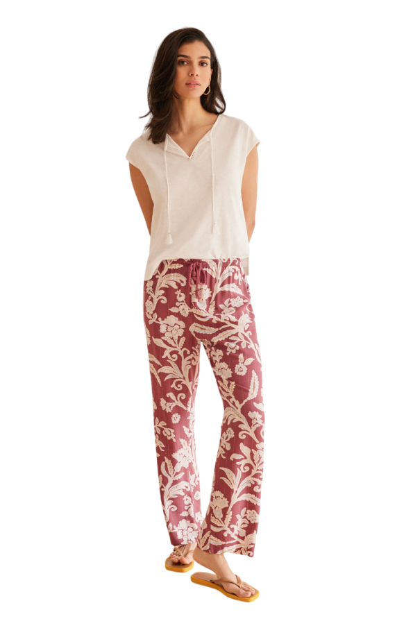 Paisley print viscose pants