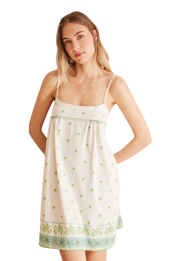 Short nightgown palm trees