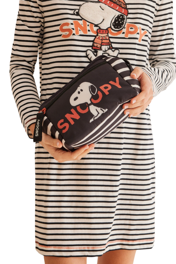 Medium Snoopy striped toiletry bag