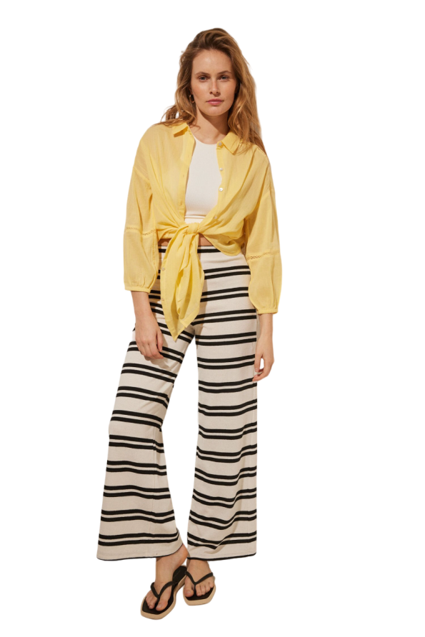 Striped knit trousers