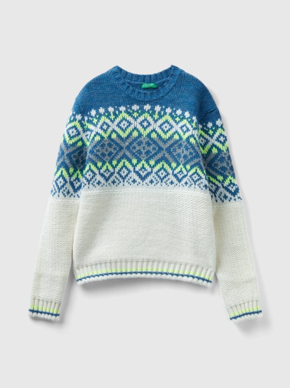 JACQUARD SWEATER WITH NEON DETAILS