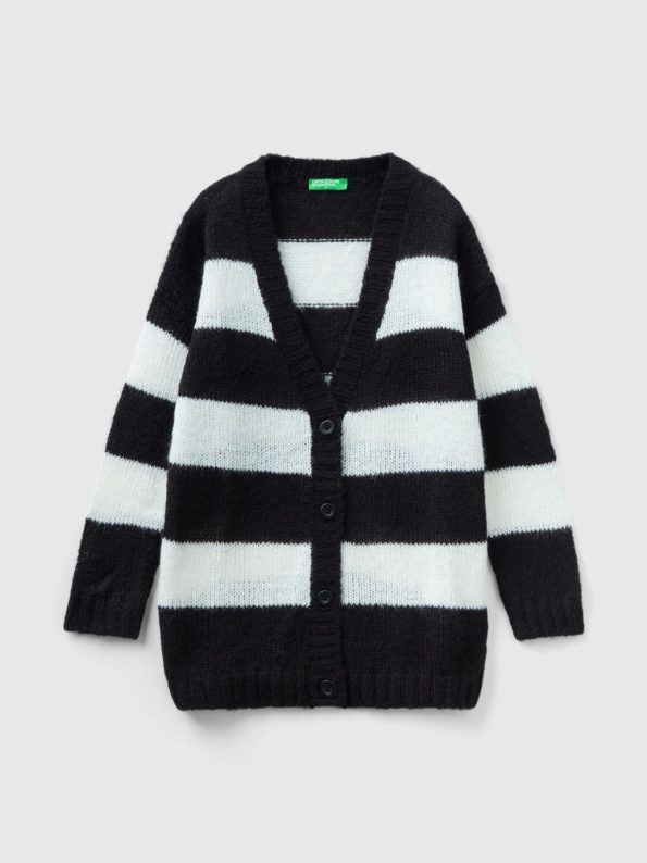 TWO-TONE STRIPED CARDIGAN