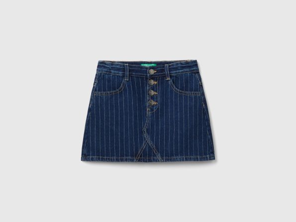 DENIM PINSTRIPE MINI SKIRT