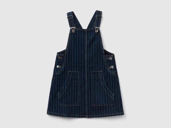 DENIM OVERALL SKIRT WITH PINSTRIPES