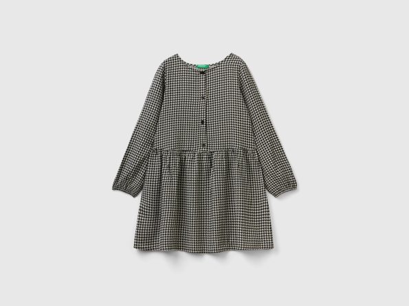 HOUNDSTOOTH DRESS IN SUSTAINABLE VISCOSE