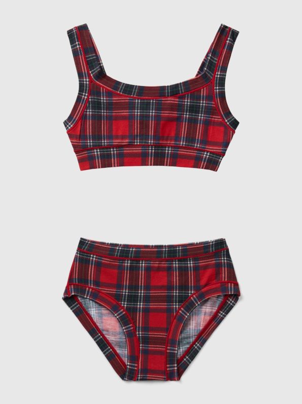 TARTAN TOP AND BRIEFS SET