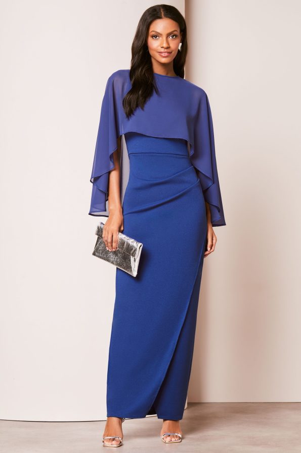 Lipsy Chiffon Cape Wrap Skirt Maxi Dress