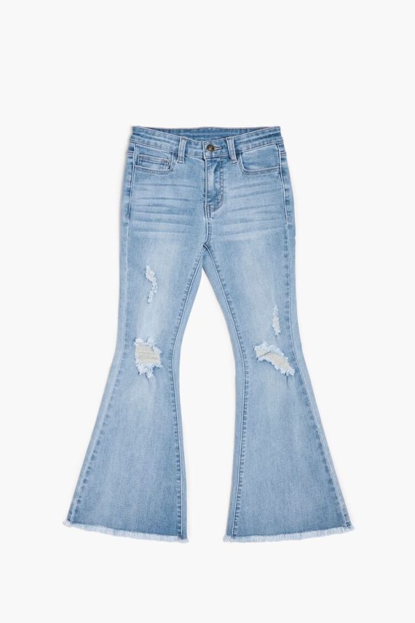 Girls Distressed Flare Jeans