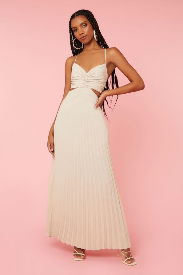 Pleated Cutout Maxi Dress