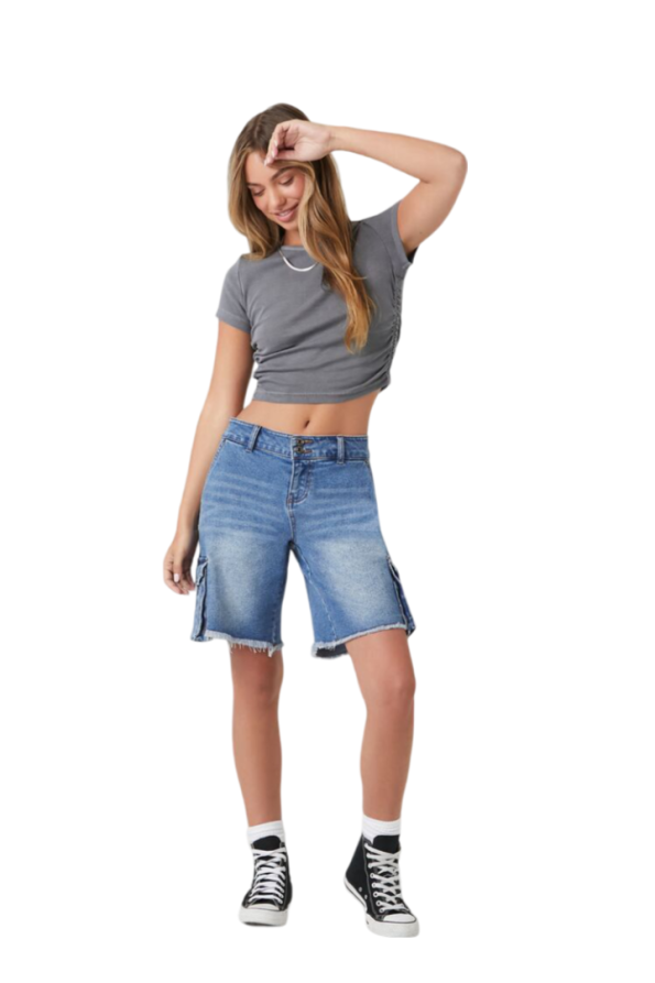 Mineral Wash Ruched Cropped Tee