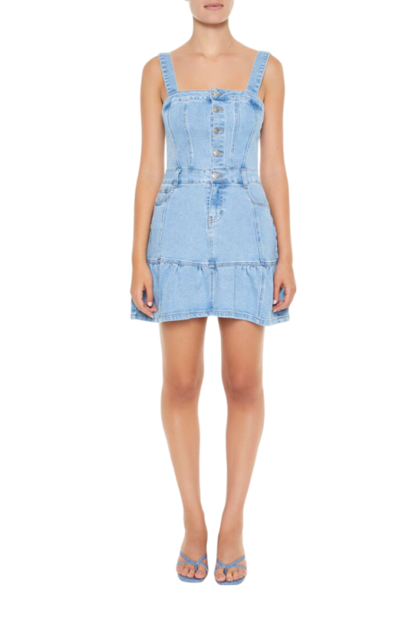 Denim Fit & Flare Mini Dress