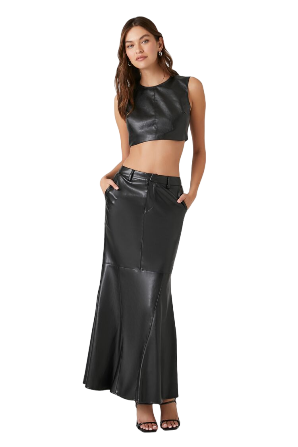 Faux Leather Mermaid Maxi Skirt