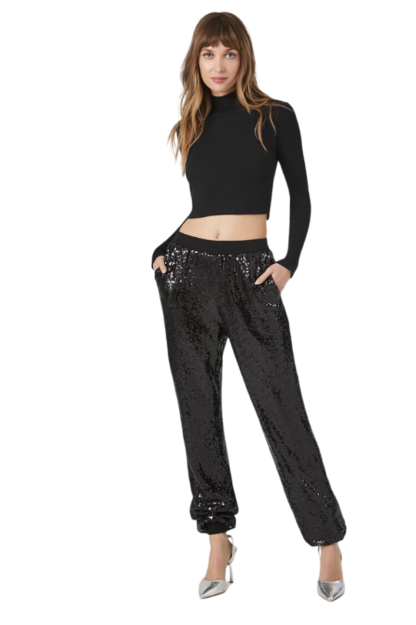 Sequin Mid-Rise Ankle Joggers