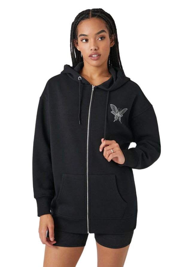 Butterfly Graphic Zip-Up Hoodie