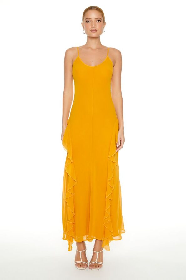 Ruffle-Trim Cami Maxi Dress