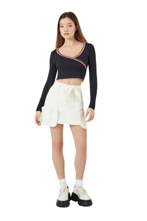 Seamless Striped-Trim Crop Top