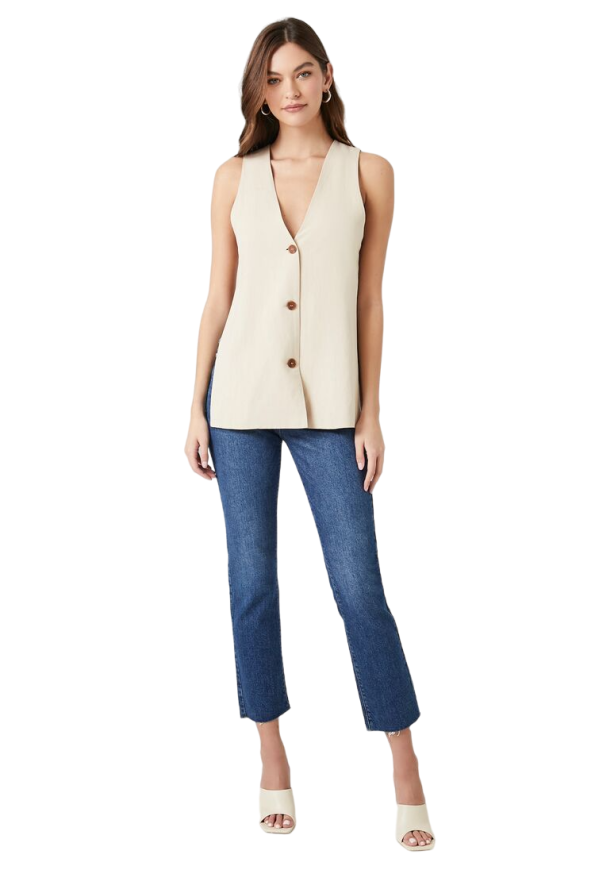 Button-Front Sleeveless Top