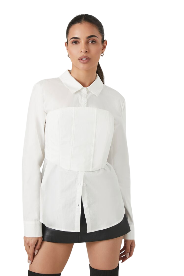 Poplin Corset & Shirt Combo Top