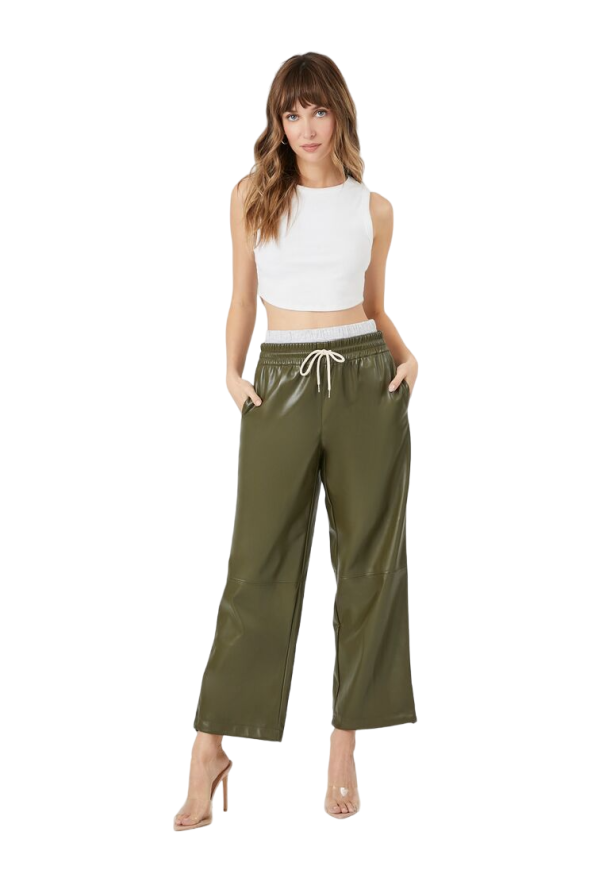 Faux Leather Drawstring Pants