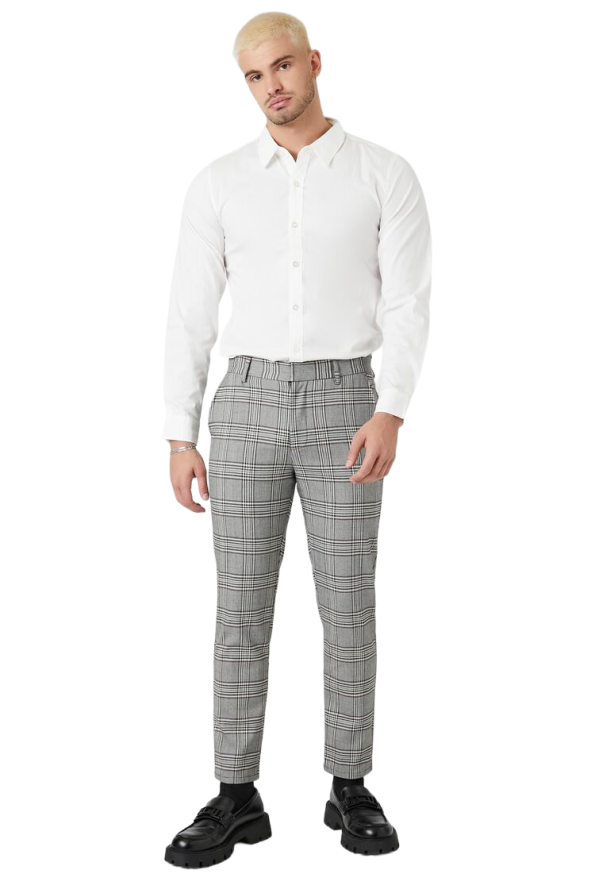 Slim-Fit Glen Plaid Pants