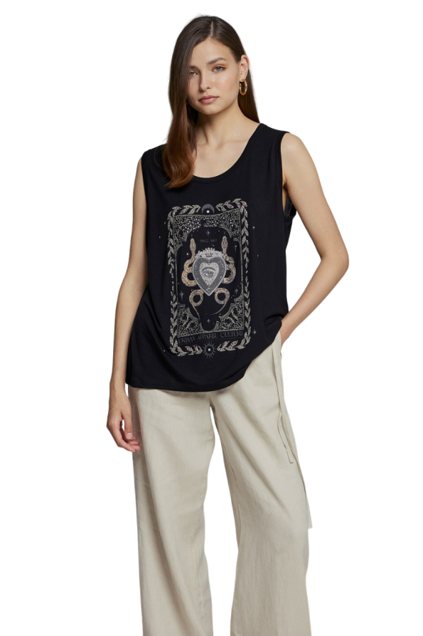 Sleeveless blouse with print