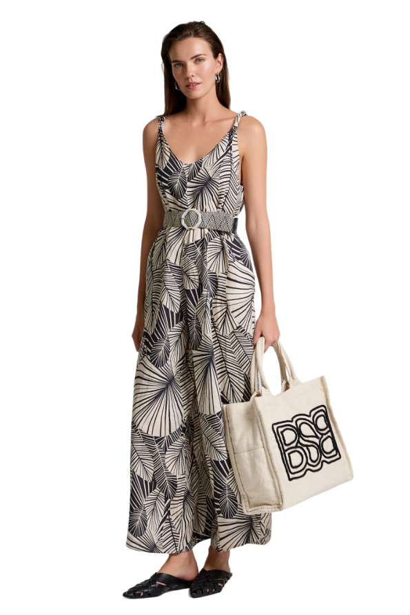 Printed linen jumpsuit