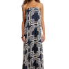Maxi strapless printed dress