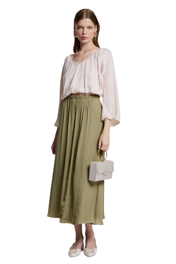 Midi skirt with elasticated waist