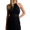 Playsuit with crossover halter neck
