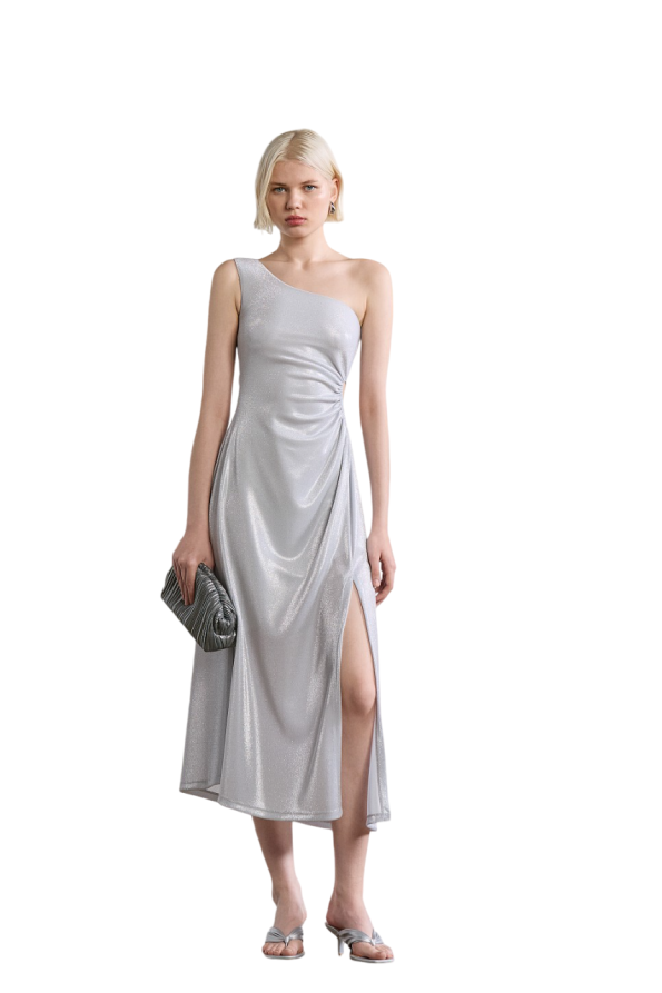 Lurex maxi dress with slit