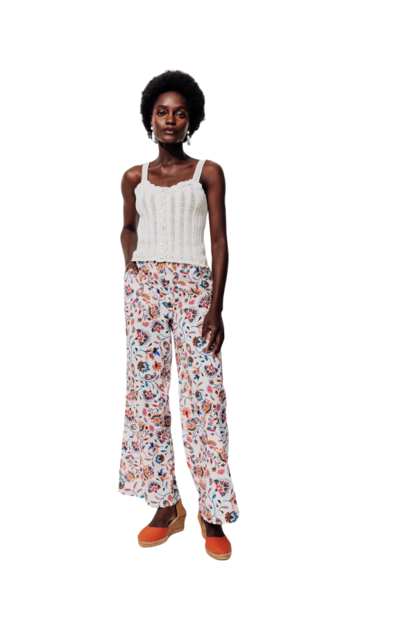 Wide leg patterned trousers