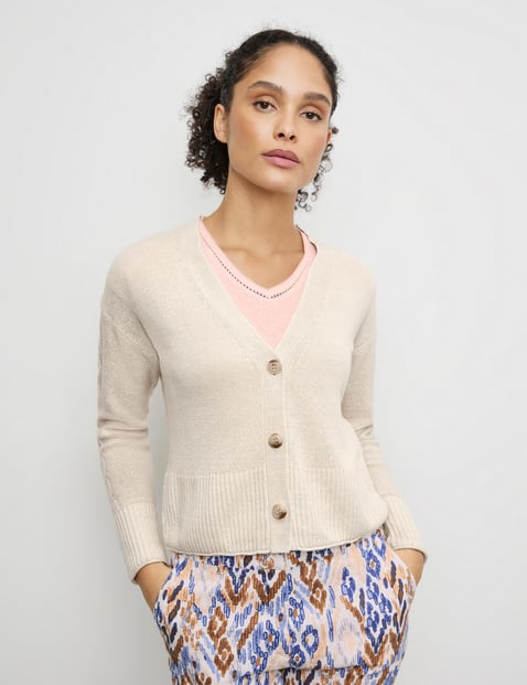 Cardigan with linen and cable pattern details
