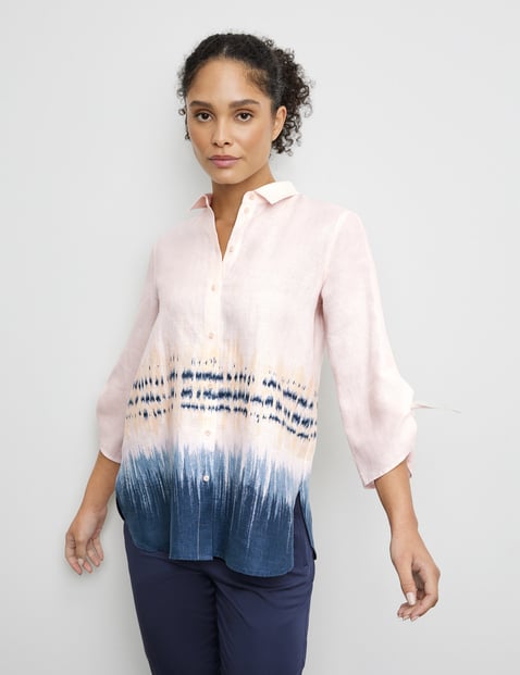 3/4-sleeve linen blouse with colour graduation