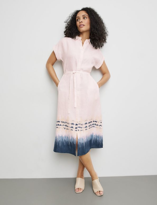Linen dress with a waistband