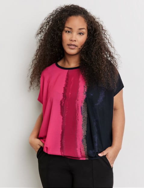 Blouse top in a mix of materials