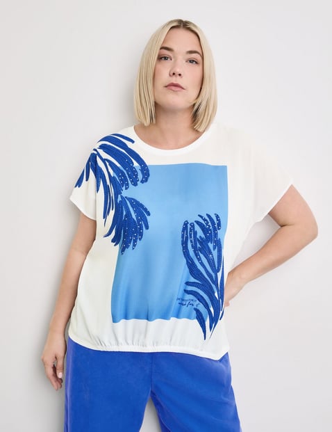 Blouse top in a mix of materials