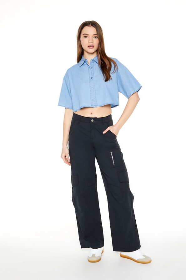 Boxy Cropped Chambray Shirt