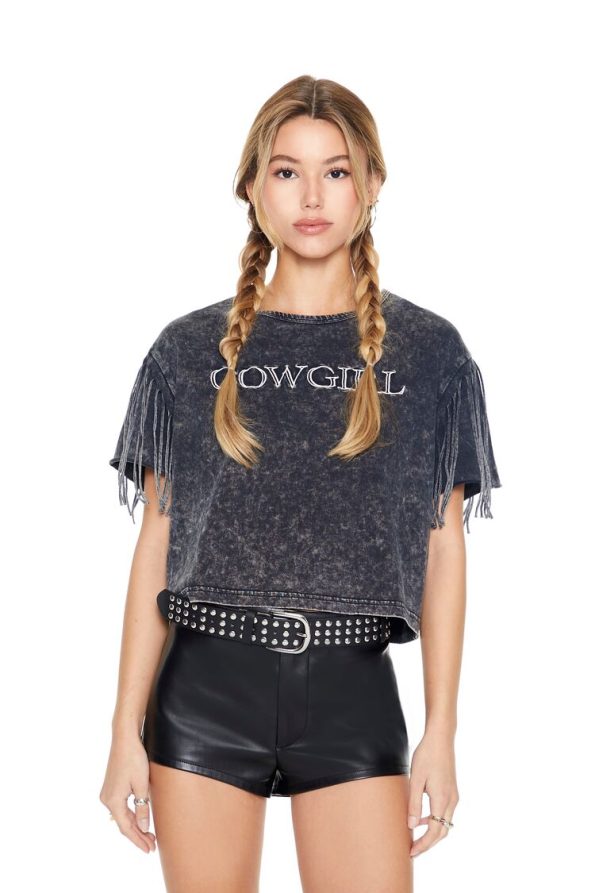 Fringe-Trim Cowgirl Graphic Tee