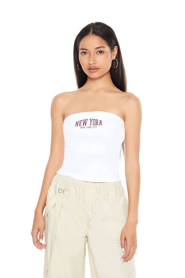 Ribbed Knit New York Tube Top