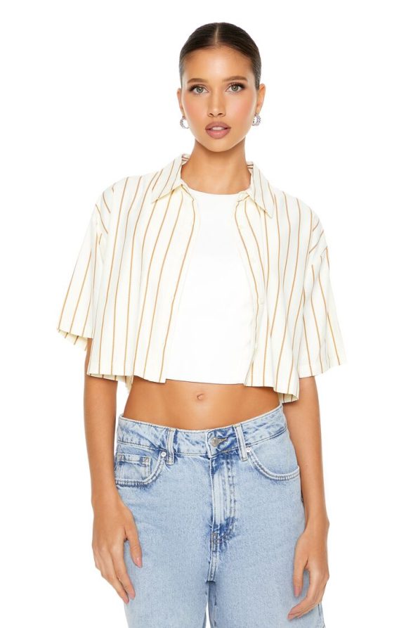 Cropped Pinstripe Poplin Shirt